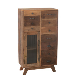 J-Line kast retro gerecycleerd hout/glas 62x30x110cm