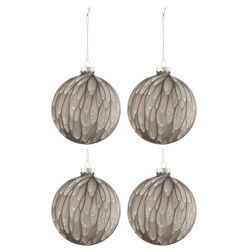 J-Line doos van 4 kerstballen gevlekt glas mat large 9.5x9.5x12cm