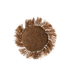 J-Line kussen rond riet raffia 34x34x7cm