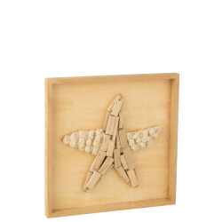 J-Line wanddecoratie zeester hout 45x3.5x45cm
