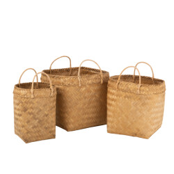 J-Line set van 3 manden vierkant rotan 44x44x46cm