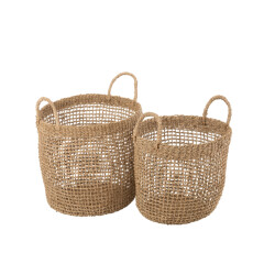 J-Line set van 2 manden oasis zeegras 38x38x51cm