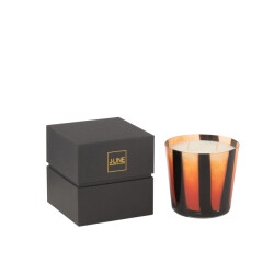J-Line geurkaars noa strepen oranje small-50u 13x13x13cm