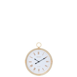 J-Line wandklok kyr rotan/mdf natuur/wit small 40x2.5x48cm