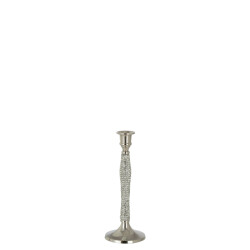 J-Line kandelaar diamant aluminium zilver medium 10x10x27cm