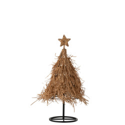 J-Line kerstboom ster rattan small 25x25x64cm