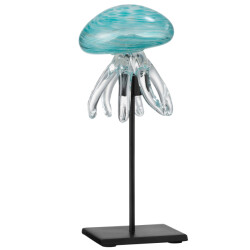 J-Line kwal op voet glas aqua large 10x10x25cm