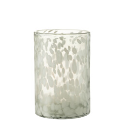 J-Line windlicht spikkel glas /wit large 19.5x19.5x30cm