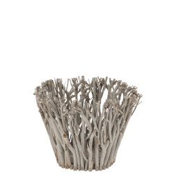 J-Line windlicht takken met glas hout large 38x38x30cm