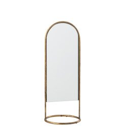 J-Line spiegel op voet daisy ijzer/glas goud 16.5x16.5x45cm