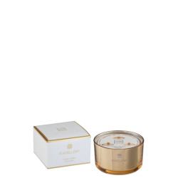 J-Line geurkaars excellent golden honey goud large-40uur 14x14x9.5cm