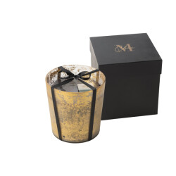 J-Line geurkaars m-chic glas goud/zwart large-140u 21x21x22cm