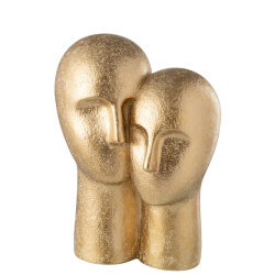 J-Line hoofd koppel resine goud 31.5x21.5x42.5cm