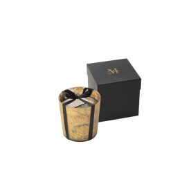 J-Line geurkaars m-chic glas goud/zwart medium-80u 15.5x15.5x15.5cm