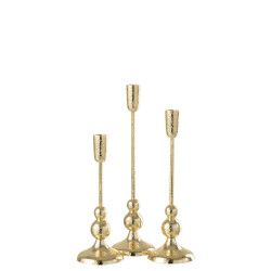 J-Line set van drie kandelaars grane aluminium goud 10x10x38cm