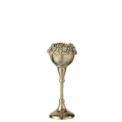 J-Line theelichthouder viane metaal/glas goud/brons small 8x5.7x23cm