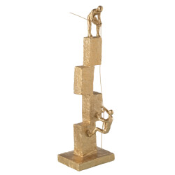 J-Line figuren klimmen modern resine goud 14.5x14.5x50cm