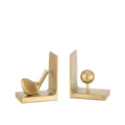 J-Line set van twee boekensteun golf aluminium goud 24x8x14.5cm
