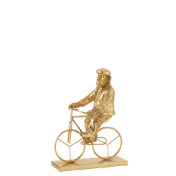 J-Line aap fiets poly goud small 20x12.5x27.5cm