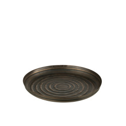 J-Line plateau rond klassiek ijzer brons small 40.5x40.5x5cm