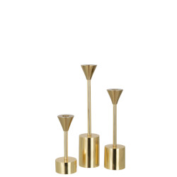 J-Line set van drie kandelaars emma aluminium blinkend goud 7.5x7.5x37cm