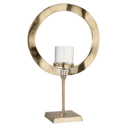 J-Line windlicht rond voet aluminium goud large 39.5x16.5x63cm