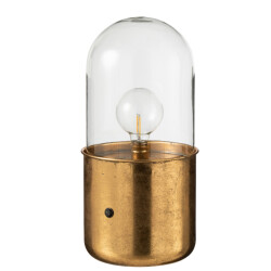 J-Line tafellamp antiek led glas/zink goud large 19.5x19.5x40cm