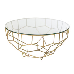 J-Line tafel moza metaal/glas goud 90x90x44cm