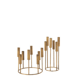 J-Line set van 2 kandelaars pierre ijzer goud 29.5x29.5x26.7cm