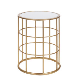 J-Line bijzettafel spijlen metaal/glas goud 40x40x47.5cm