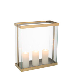 J-Line lantaarn rechthoekig enma ijzer/glas goud large 41.5x18x45cm