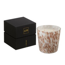 J-Line geurkaars noa neon night wit/goud small-50u 11.5x11.5x12cm