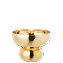 J-Line windlicht op voet afgerond glas goud 23x23x17.5cm
