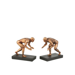 J-Line s/2 boekensteun sporters poly brons 15.5x8x15.5cm