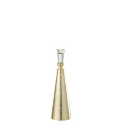 J-Line kandelaar tape aluminium/glas goud/transparant large 8.3x8.3x32cm