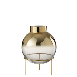 J-Line vaas bol op voet glas goud/transparant 22x22x30cm