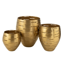 J-Line set van 3 windlichten metaal goud 52x43x33cm
