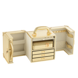 J-Line juwelenkoffer met handvat kunstleder goud 29.5x18.5x22cm