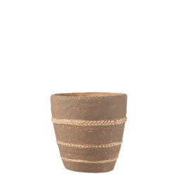 J-Line bloempot gevlochten terracotta extra large 23.5x23.5x24cm