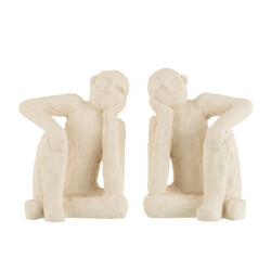 J-Line set van 2 boekensteun zittend cement large 16x36x26cm