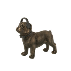 J-Line bulldog koptelefoon poly donkerbruin large 28x11x25cm