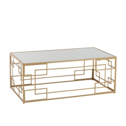 J-Line salontafel lijnen metaal/glas goud 120x66x47.5cm