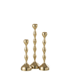 J-Line set van drie kandelaars borne aluminium goud 9x9x39cm