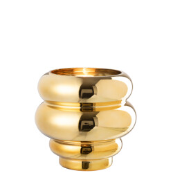 J-Line theelichthouder/vaas cléa glas goud 20x20x20cm