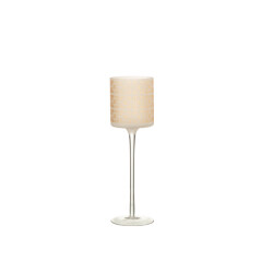 J-Line theelichthouder on voet glas beige large 9x9x30cm
