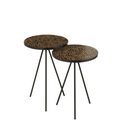 J-Line set van twee bijzettafel ringen resine /zwart 38x38x45cm