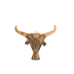 J-Line muurdecoratie stier drijfhout medium 59x19x53cm