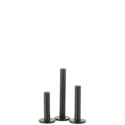 J-Line set van 3 kandelaars laag modern metaal blinkend 7x7x22cm