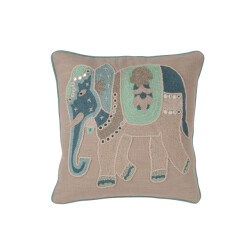 J-Line kussen olifant katoen /blauw 45x45x15cm