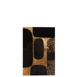 J-Line kader rechthoek ovaal leder zwart/goud large 60x1.3x90cm